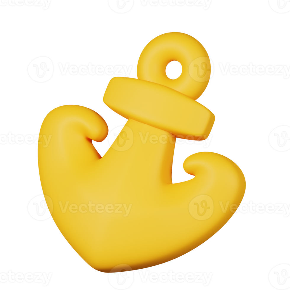 Anchor isolated. 3D render of Sea and beach icon png