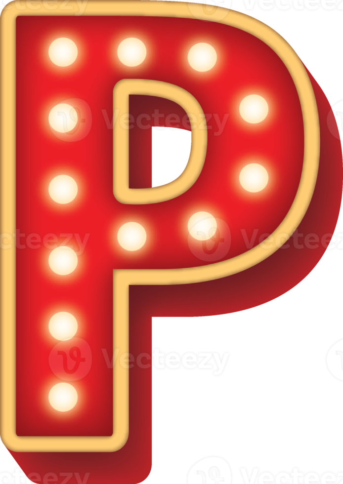Alphabet Bulb Red Light P png
