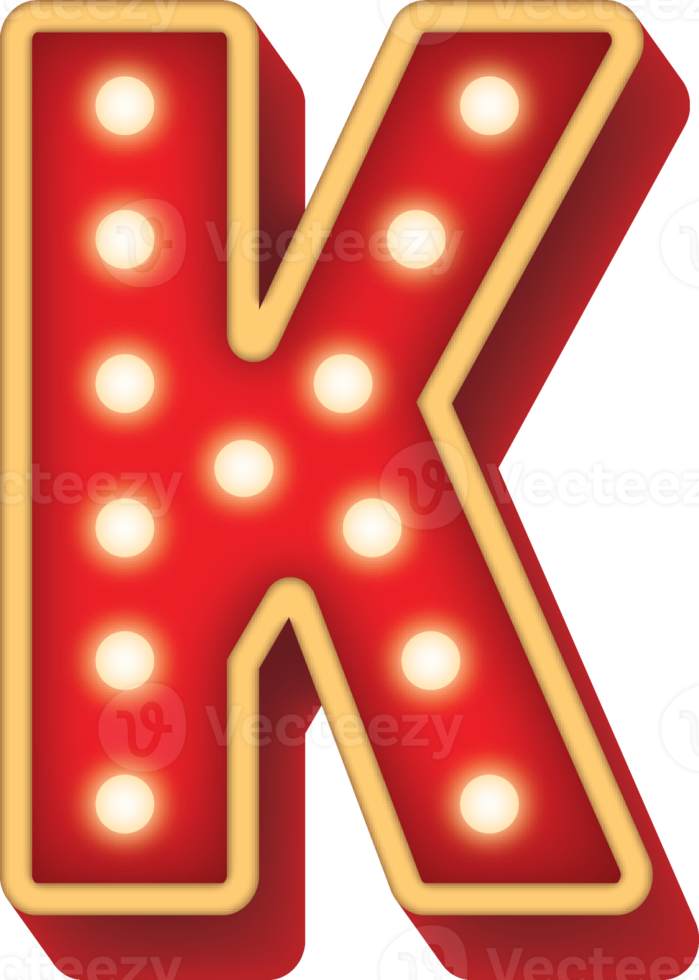Alphabet Bulb Red Light K png