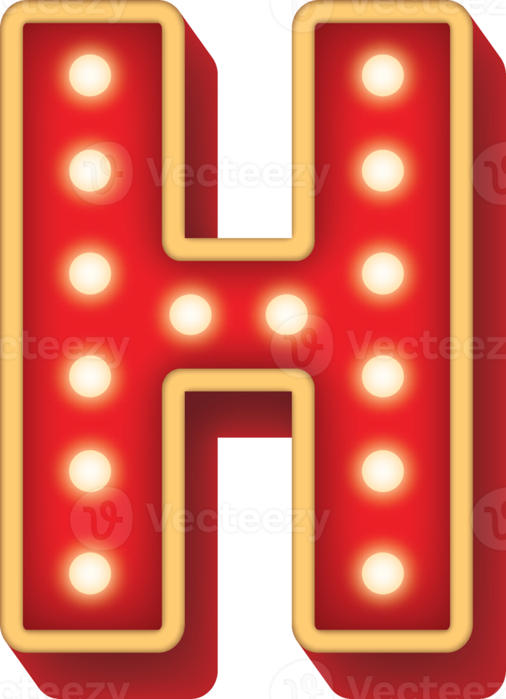 Alphabet Bulb Red Light H png