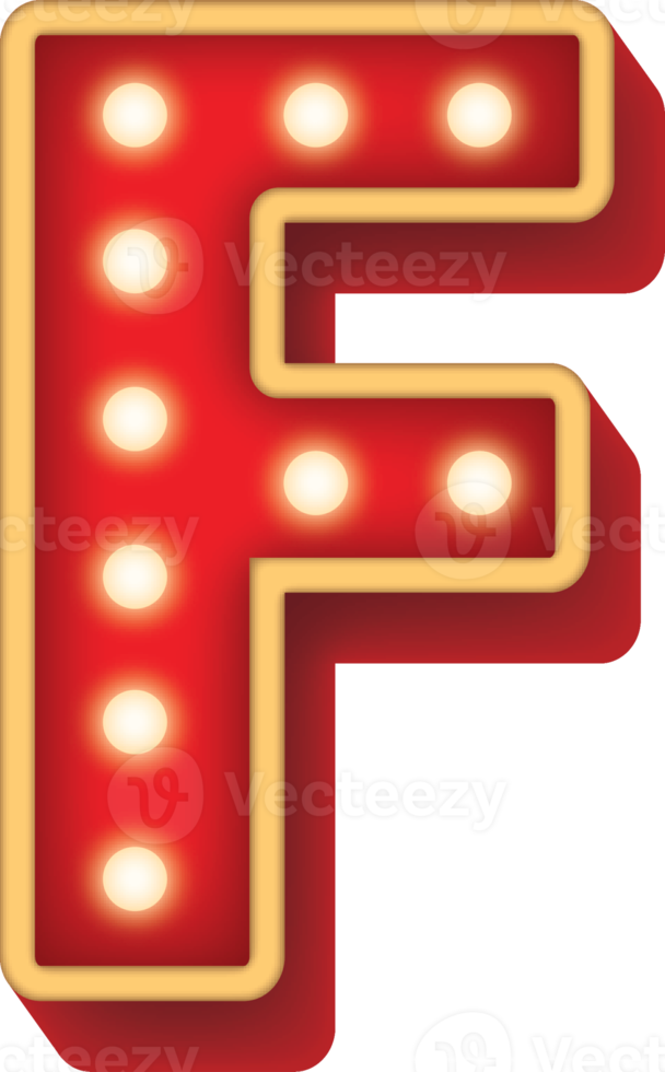 Alphabet Bulb Red Light F png