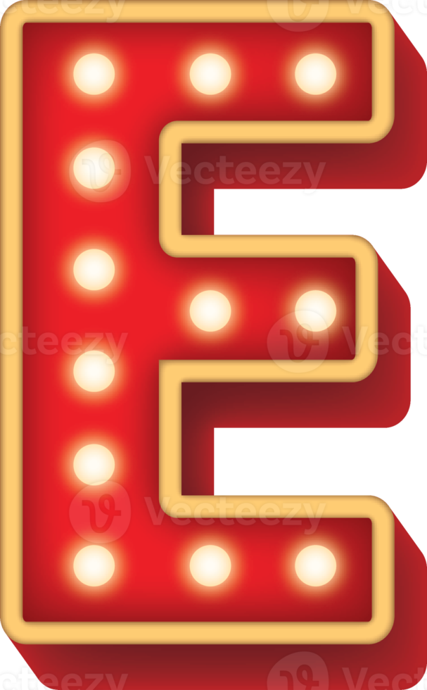 Alphabet Bulb Red Light E png