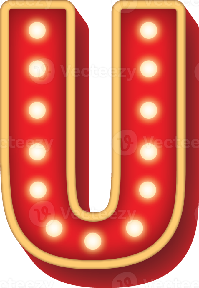 Alphabet Bulb Red Light U png