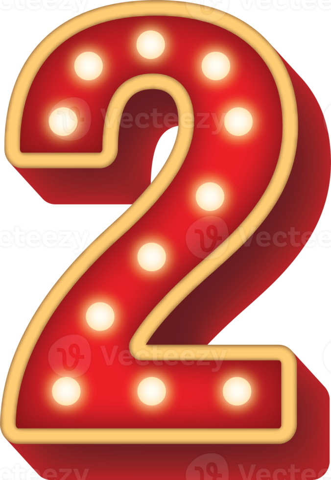 Number Alphabet Bulb Light Red 2 png