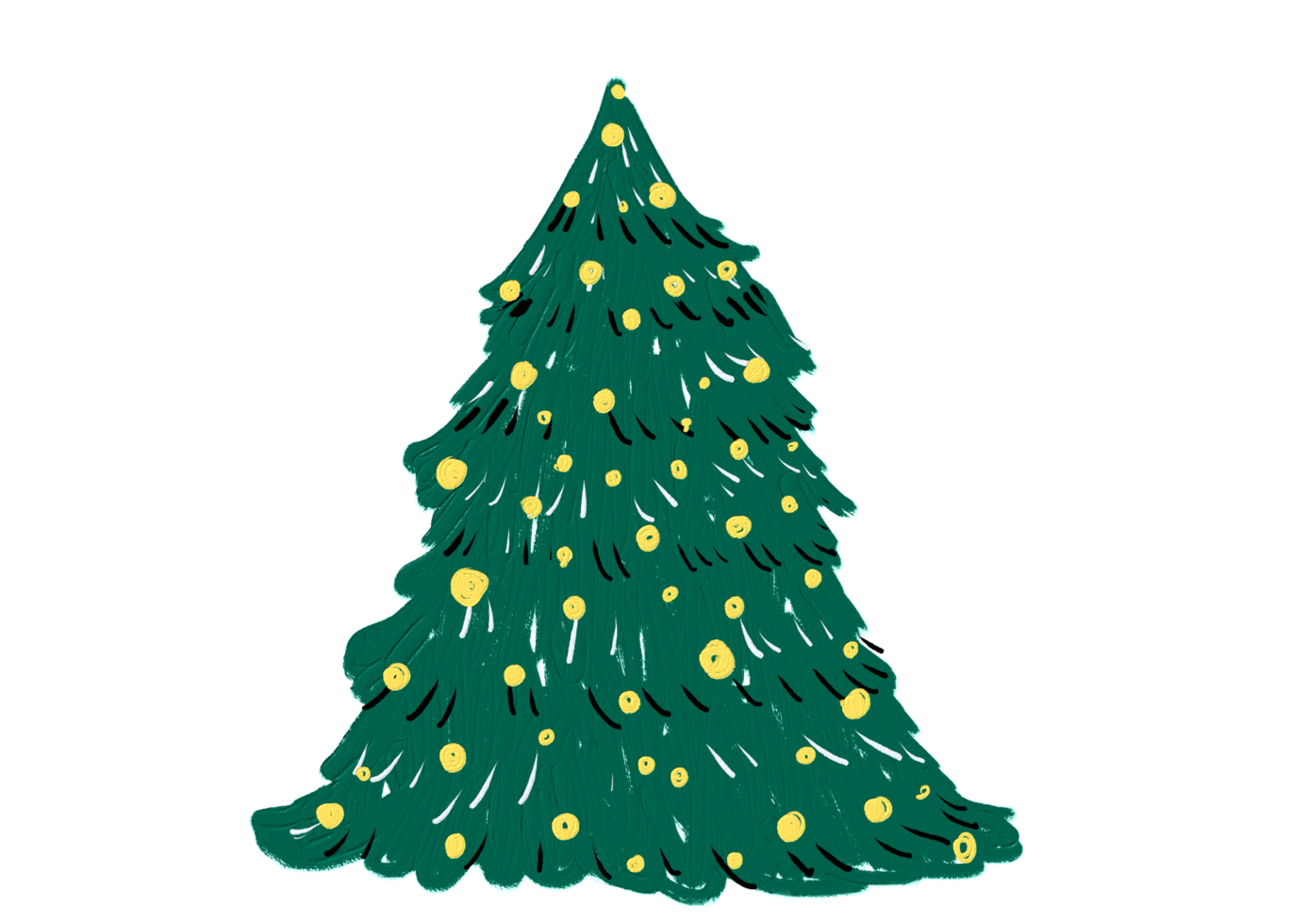 Hand drawn oil brush stroke Christmas tree with star isolated  on png or transparent  background. Graphic resources for New Year, Birthdays and luxury card.