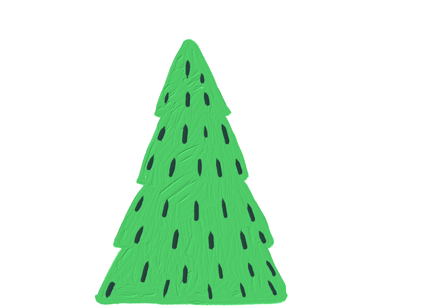 Hand drawn oil brush stroke Christmas tree with star isolated  on png or transparent  background. Graphic resources for New Year, Birthdays and luxury card.