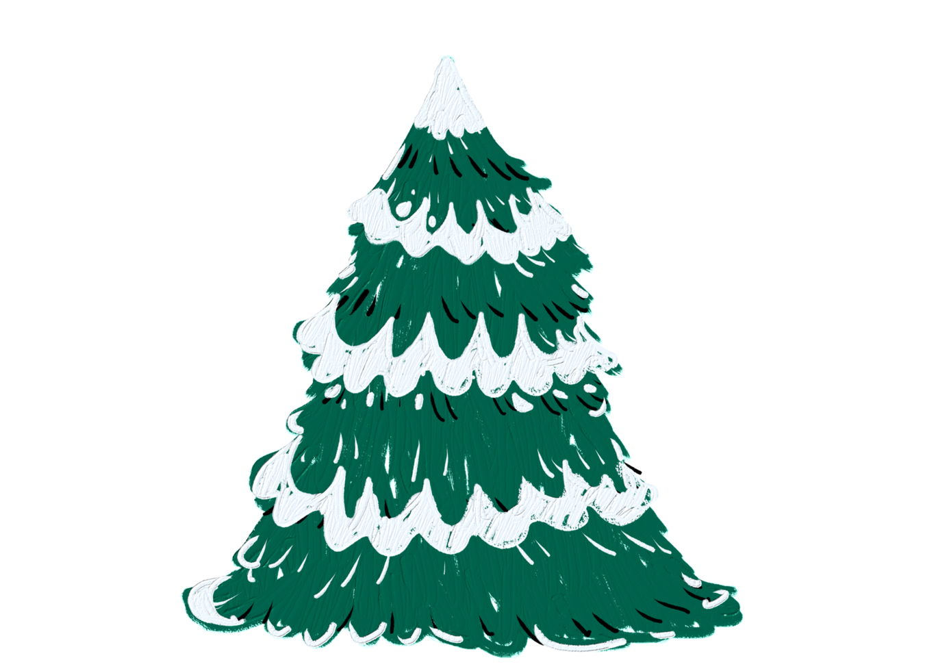 Hand drawn oil brush stroke Christmas tree with star isolated  on png or transparent  background. Graphic resources for New Year, Birthdays and luxury card.