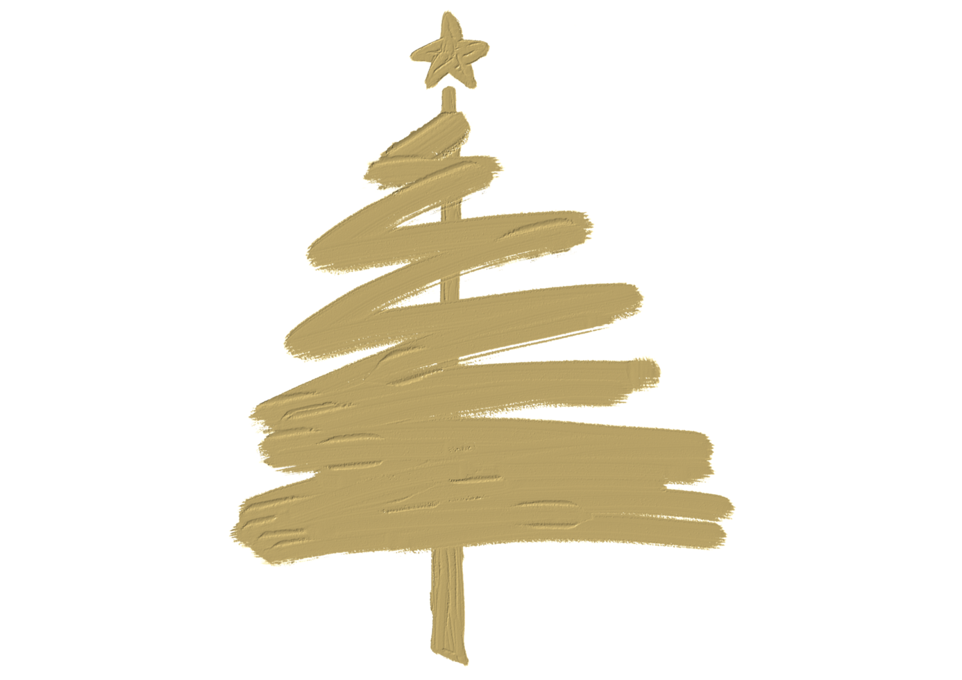 Hand drawn oil brush stroke Christmas tree with star isolated  on png or transparent  background. Graphic resources for New Year, Birthdays and luxury card.