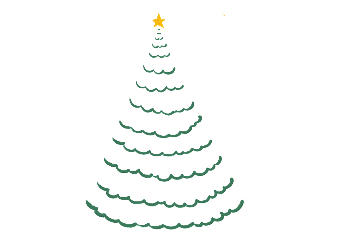 Hand drawn oil brush stroke Christmas tree with star isolated  on png or transparent  background. Graphic resources for New Year, Birthdays and luxury card.