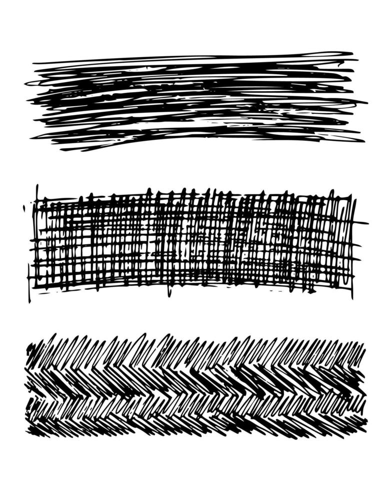 Sketch scribble smear. Set of three black pencil smears in the shape of a rectangle on white background. Great design for any purposes. Vector illustration.