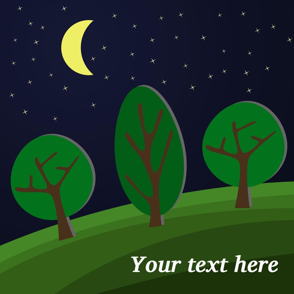 Edge of the Forest. The Moon Lihts on a Clearing in the Forest. vector