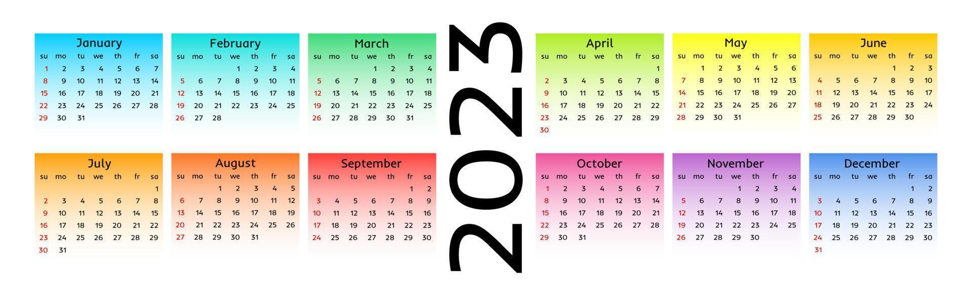 calendario para 2023 aislado en un fondo blanco vector