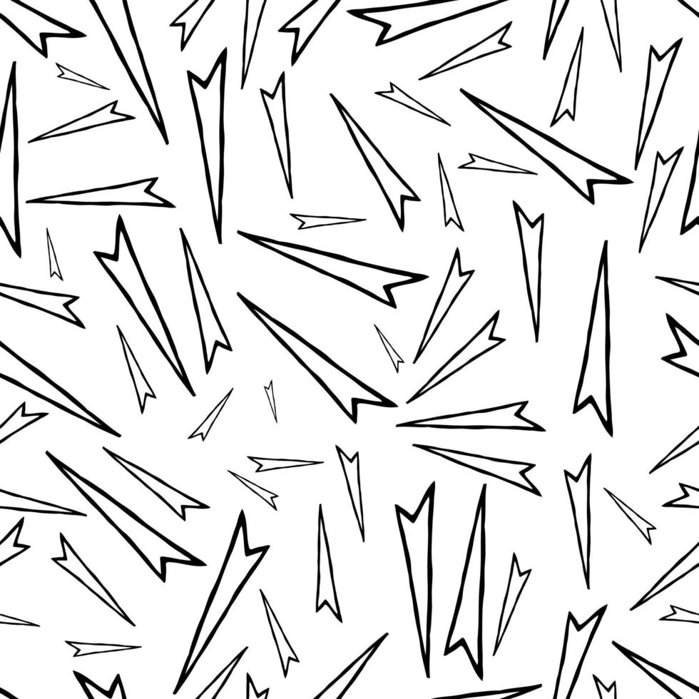 Seamless pattern with black hand drawn arrows. Vector illustration