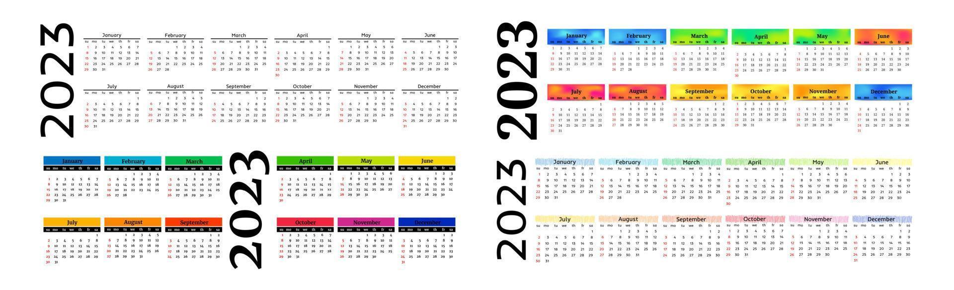 Calendar for 2023 isolated on a white background vector