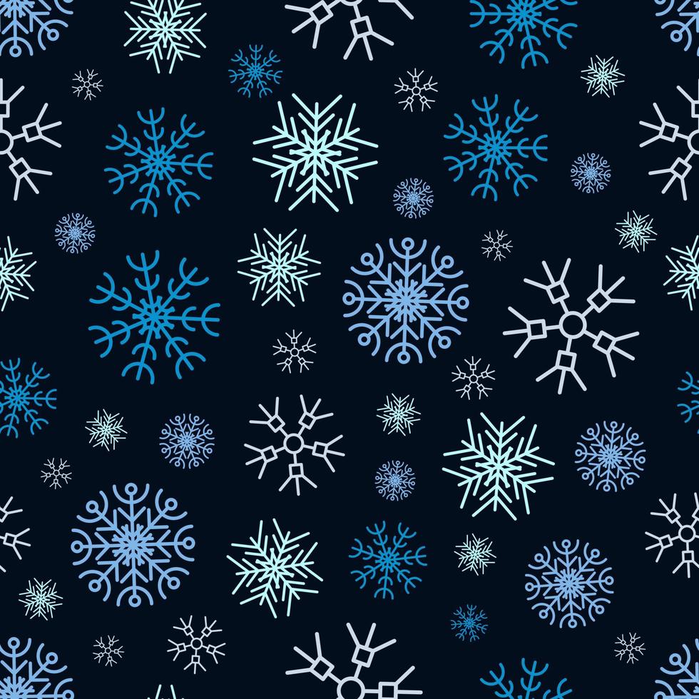 Snowflakes seamless background. Christmas and New Year decoration elements. Vector illustration.