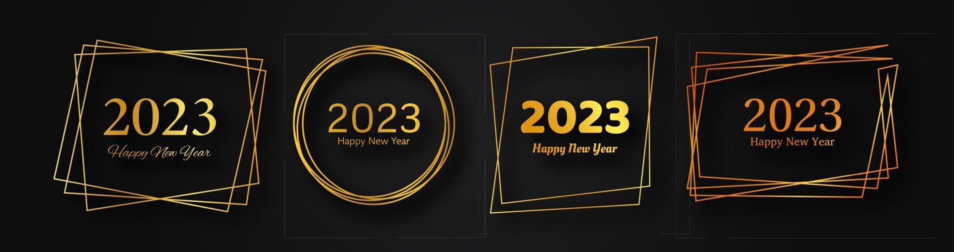 2023 Happy New Year gold geometric polygonal background vector