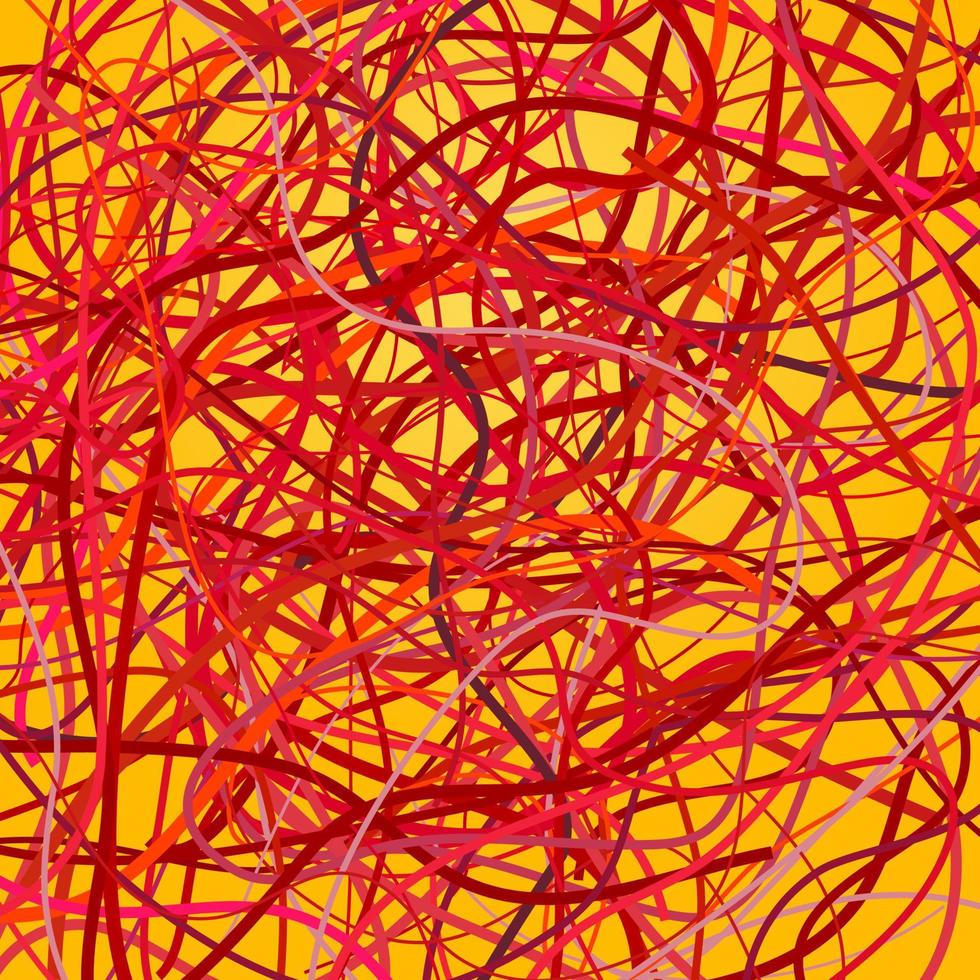 Vector background with moving colorful lines. Yellow background of red curves lines.