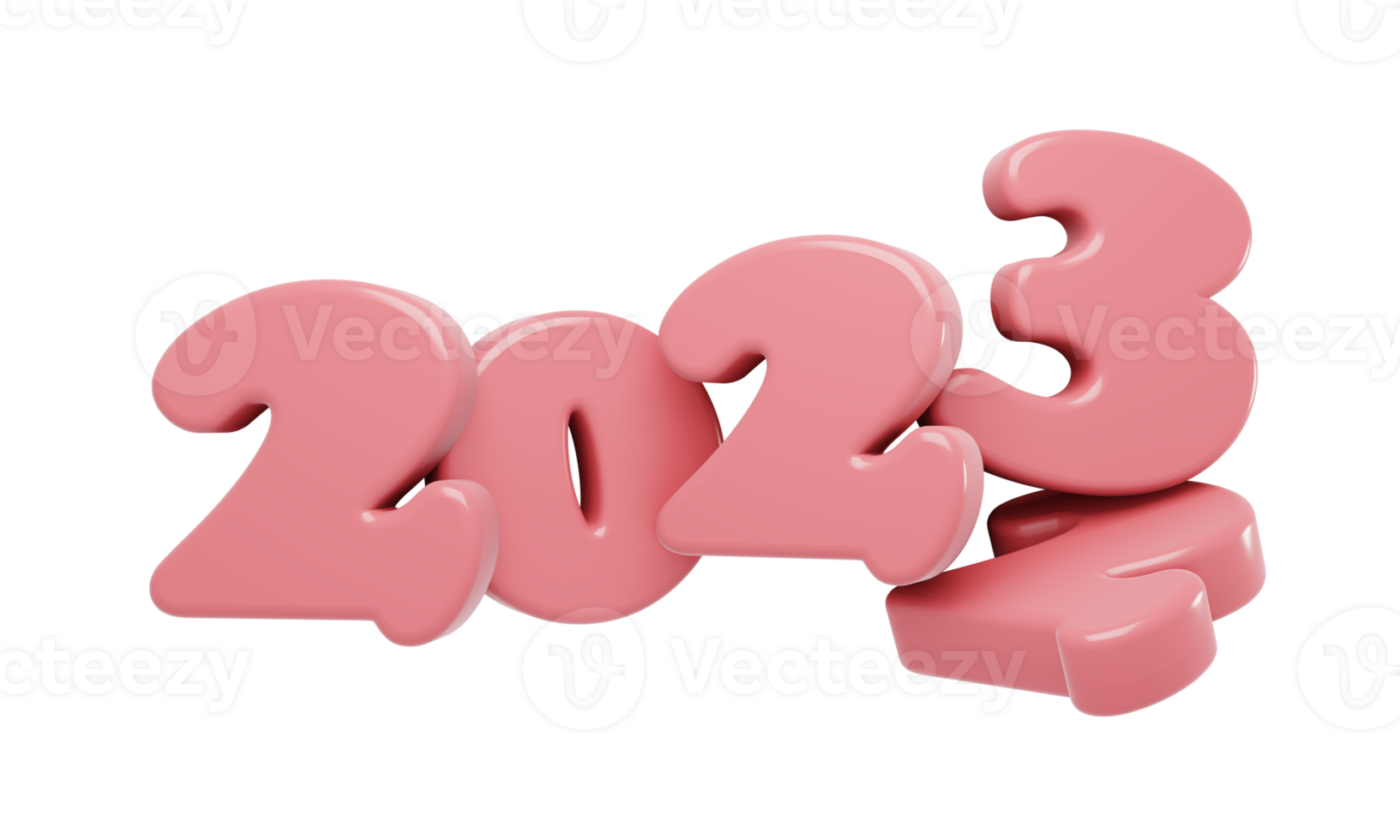 3D Render New Year 2022 change to  2023 number. 3D Render illustration. png