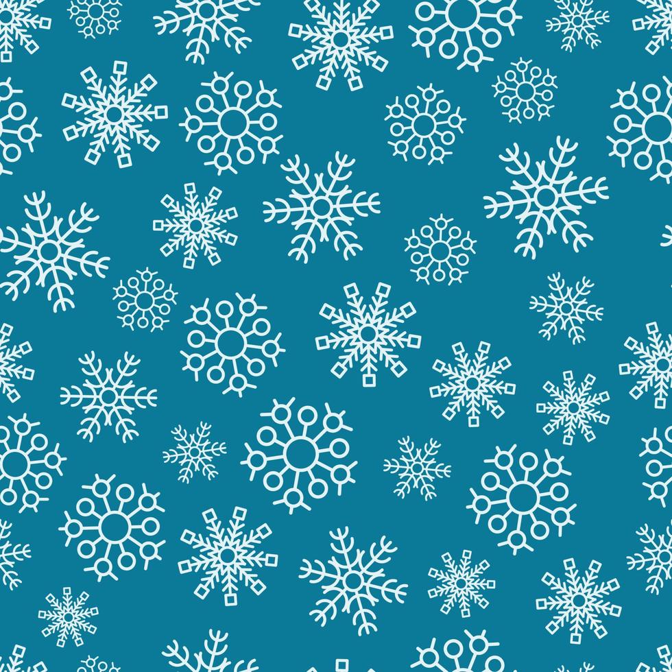 Snowflakes seamless background. Christmas and New Year decoration elements. Vector illustration.