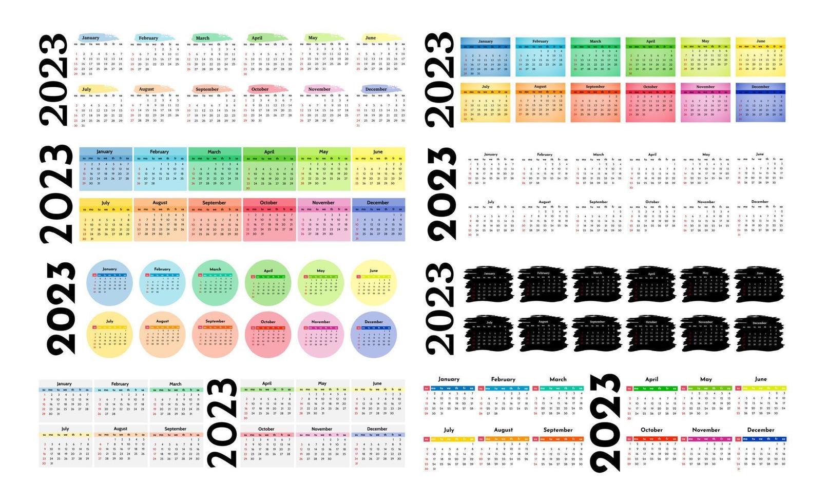 calendario para 2023 aislado en un fondo blanco vector