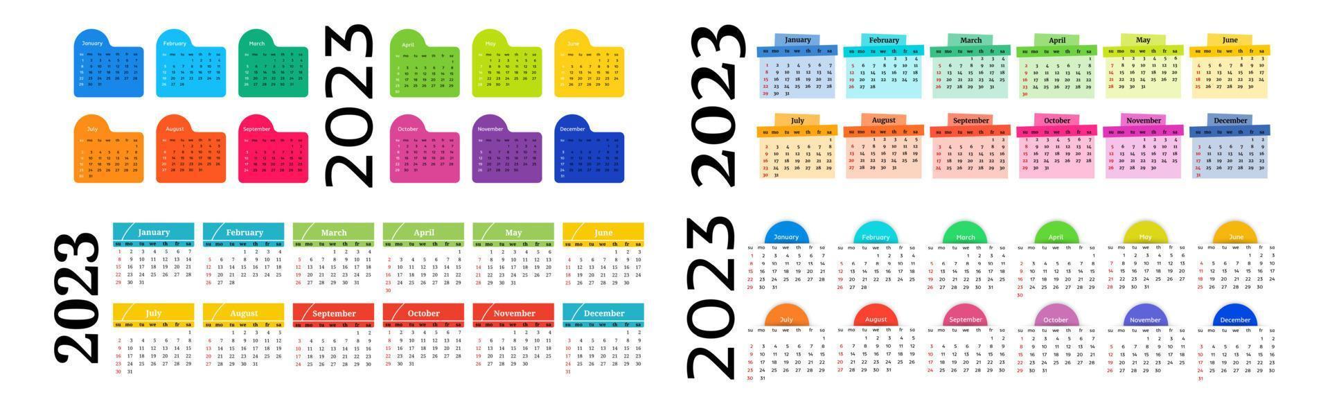 Calendar for 2023 isolated on a white background vector