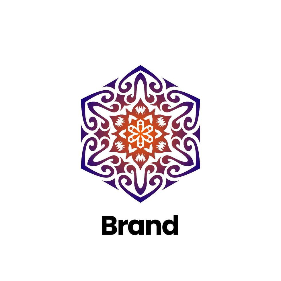 Flower mandala logo design. Floral flower Pattern Logo. beauty flower pattern. Snowflake Logo. abstract ornament logo design. Mandala logo for spa, yoga company identity. vector