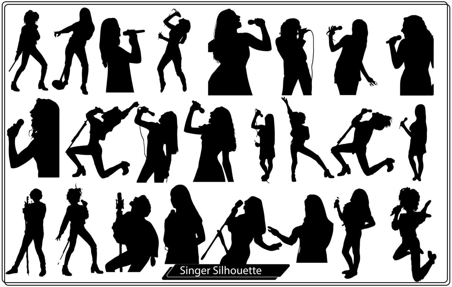 colección de siluetas de mujer cantante en diferentes poses vector