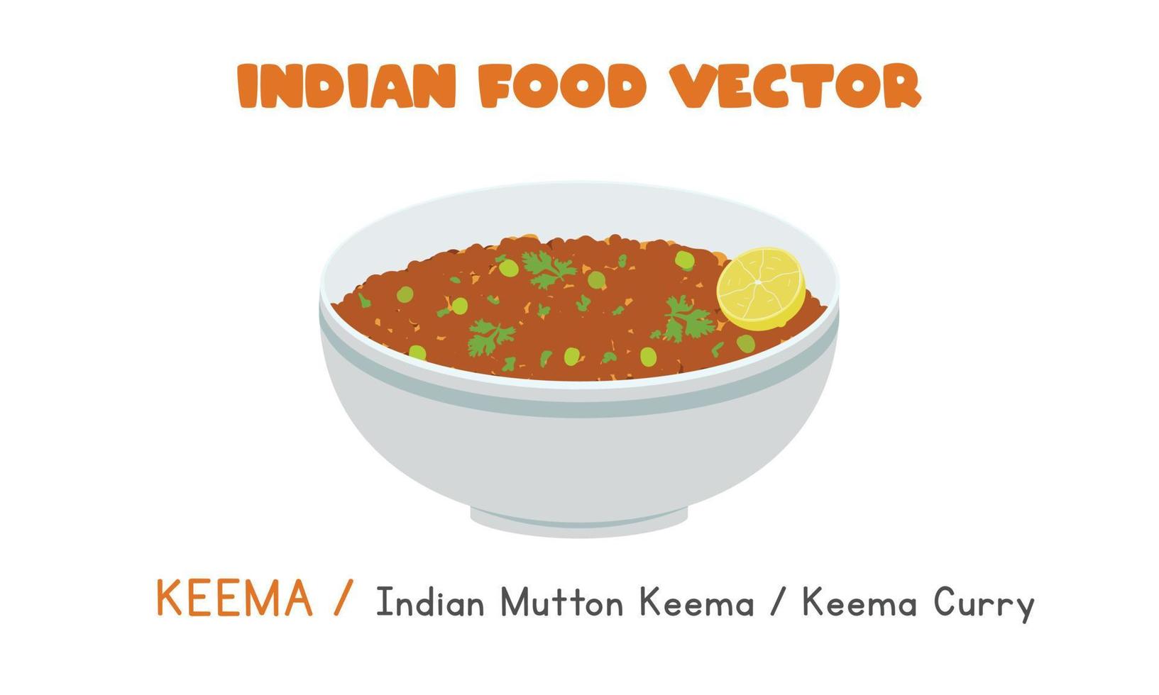 Indian Keema flat vector illustration isolated on white background clipart cartoon. Asian food. Indian cuisine. Indian food