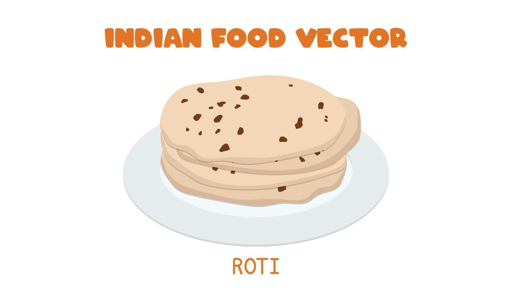 Indian Roti or Chapati - Indian Roti flatbread flat vector illustration isolated on white background. Roti clipart cartoon. Asian food. Indian cuisine. Indian food