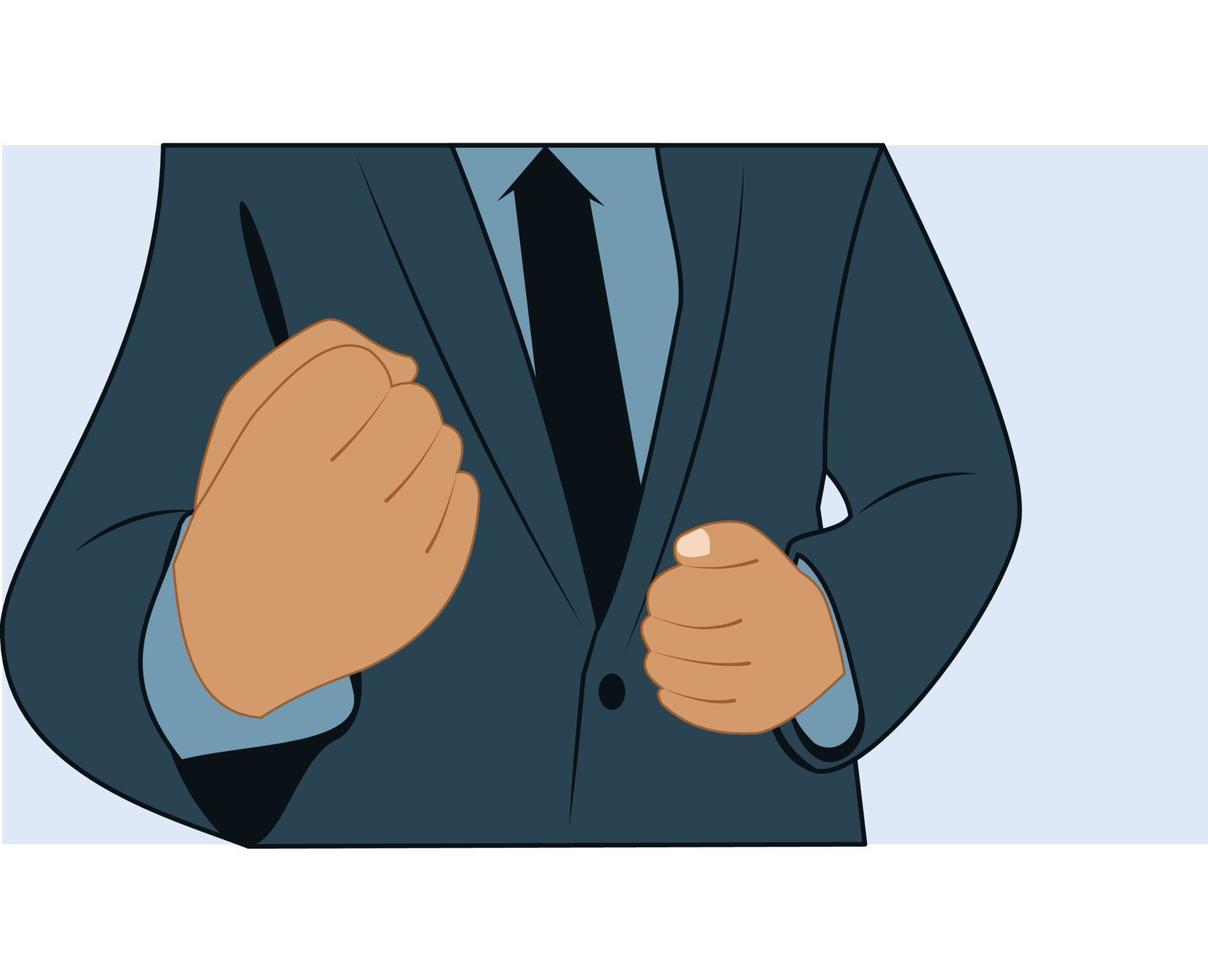 businessman clenching fist. success concept. inspirational concept. successful concept. businessman clenched fist flat vector design isolated on blue background