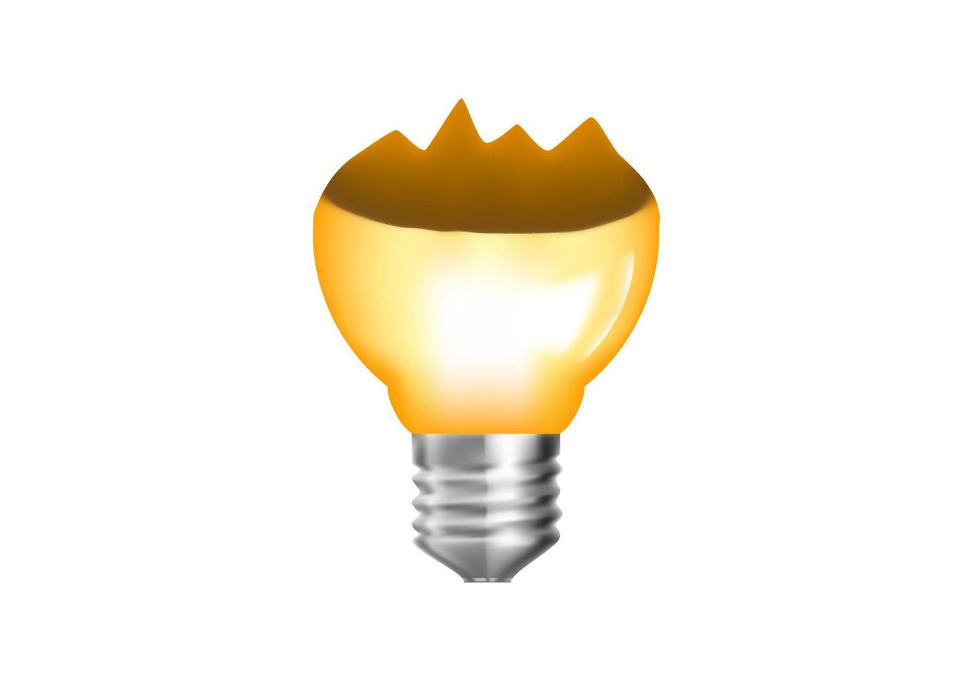 3d Yellow Broken Light Bulb Icon Cartoon Style Minimal Idea Solution