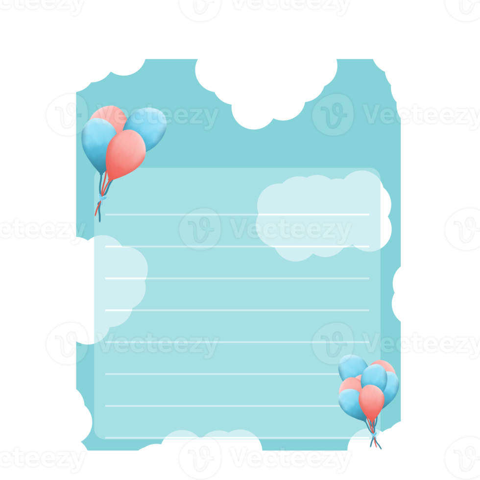 Cute balloon sticky note png