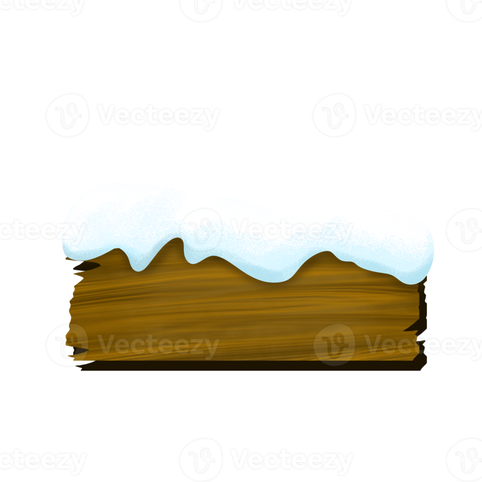 Wooden board with snow png