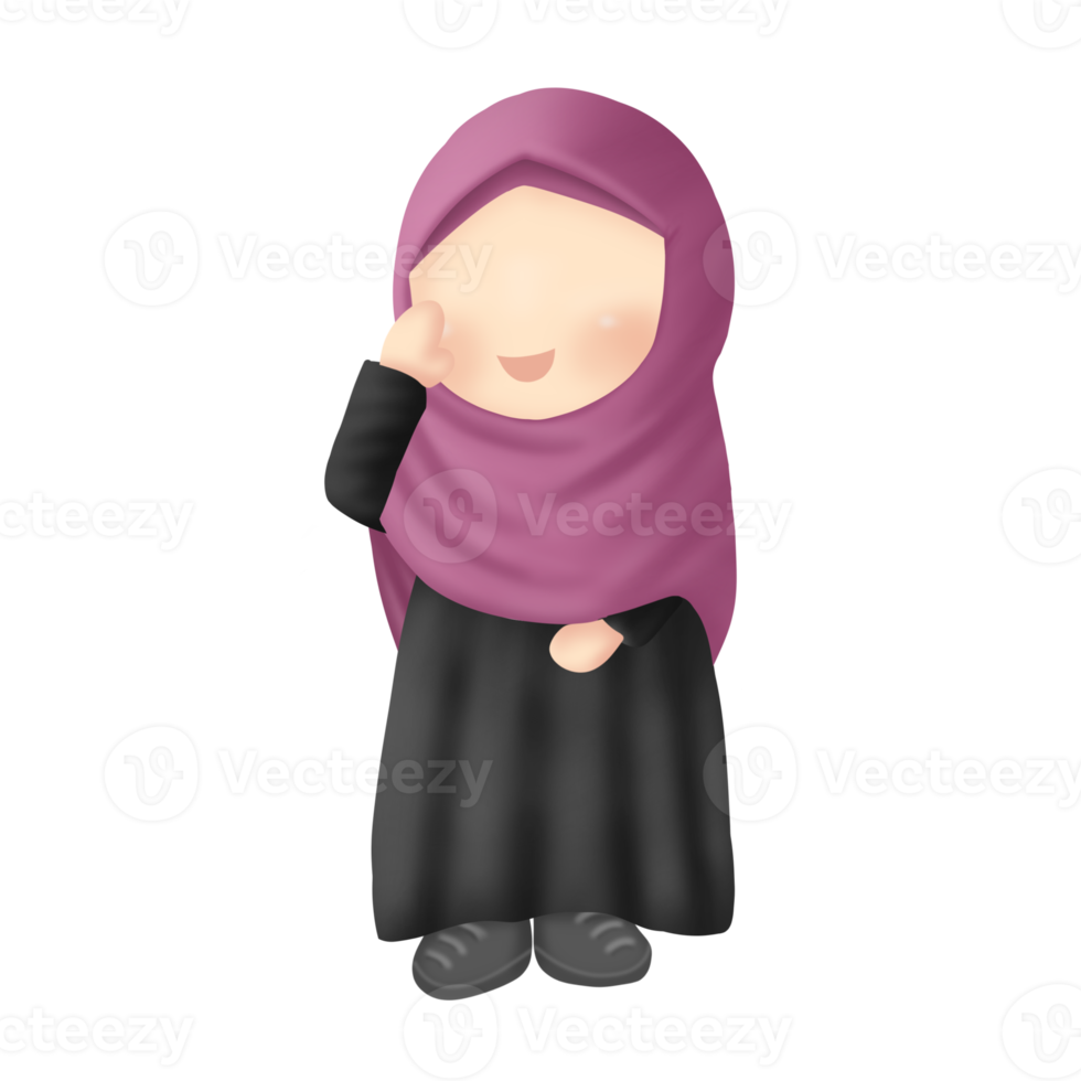 schattig chibi karakter vervelend hijab png