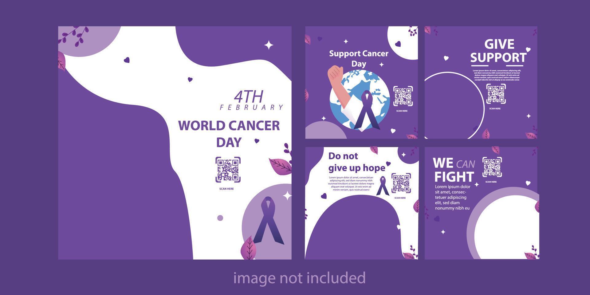 social media post template world cancer day to commemorate world cancer day on february 4th with vector eps 10 format