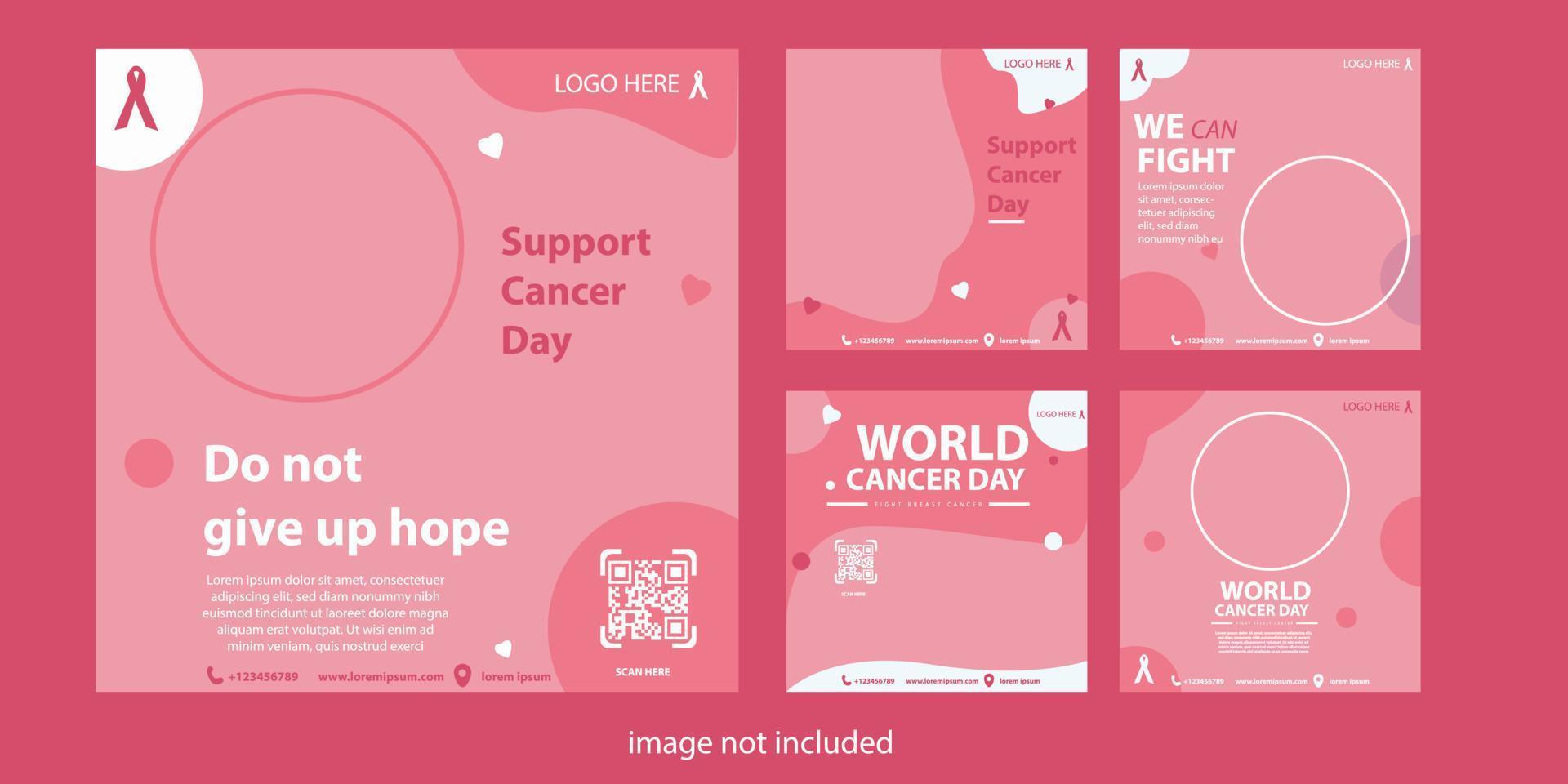 plantilla de publicación en redes sociales día mundial contra el cáncer para conmemorar el día mundial contra el cáncer el 4 de febrero con formato vectorial eps 10 vector