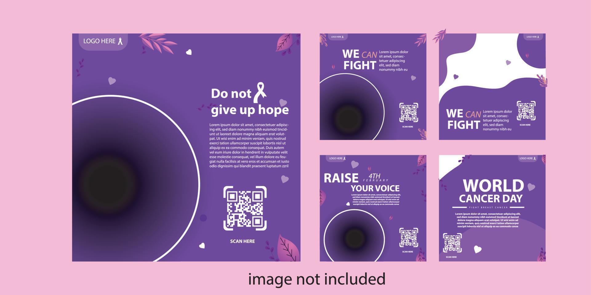 social media post template world cancer day to commemorate world cancer day on february 4th with vector eps 10 format