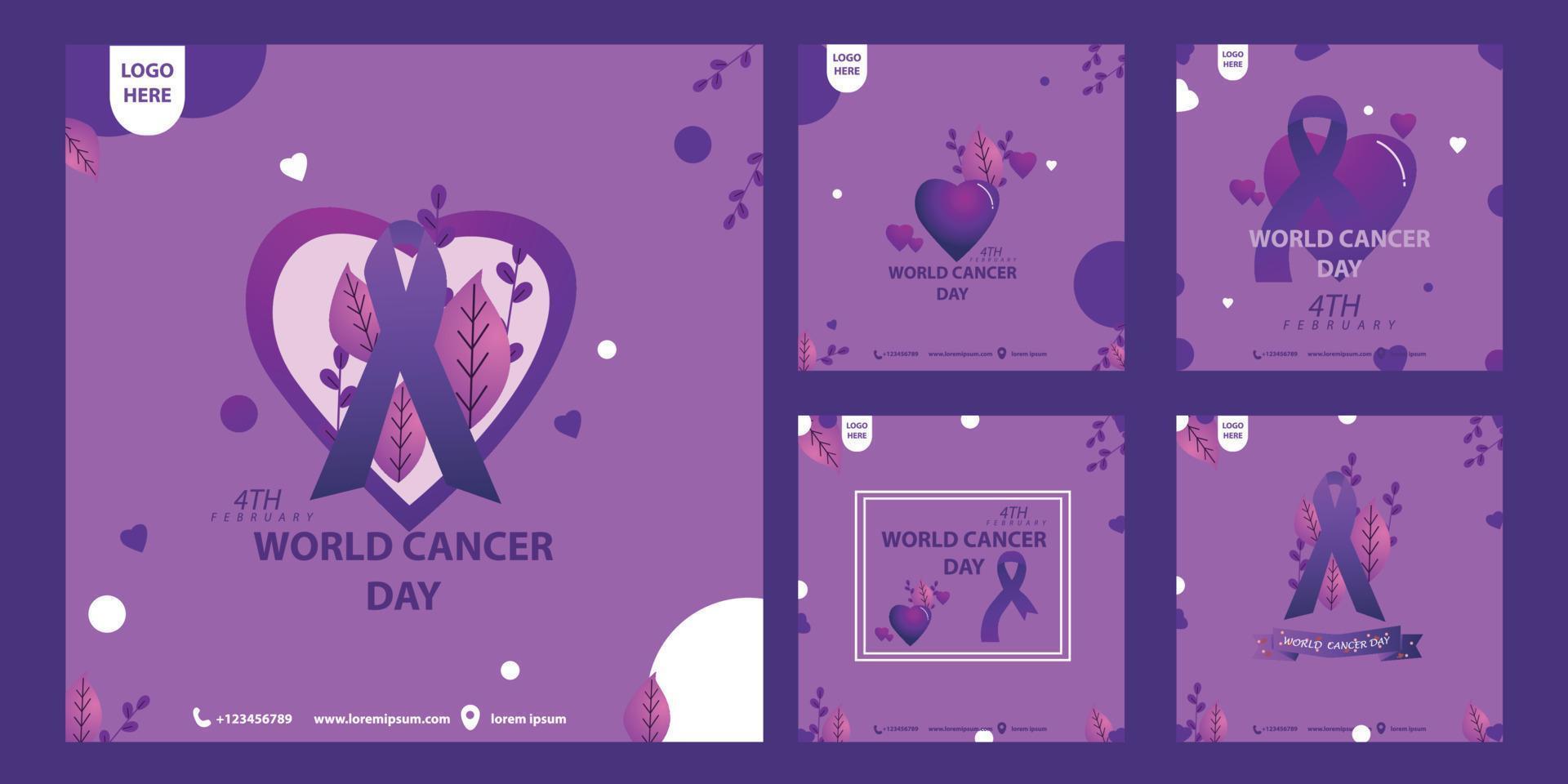 plantilla de publicación en redes sociales día mundial contra el cáncer para conmemorar el día mundial contra el cáncer el 4 de febrero con formato vectorial eps 10 vector