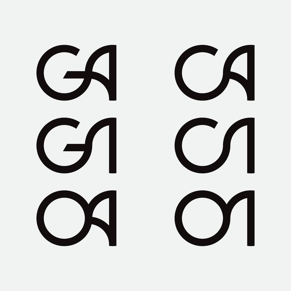 GA letter logo, CA letter logo, OA letter logo vector