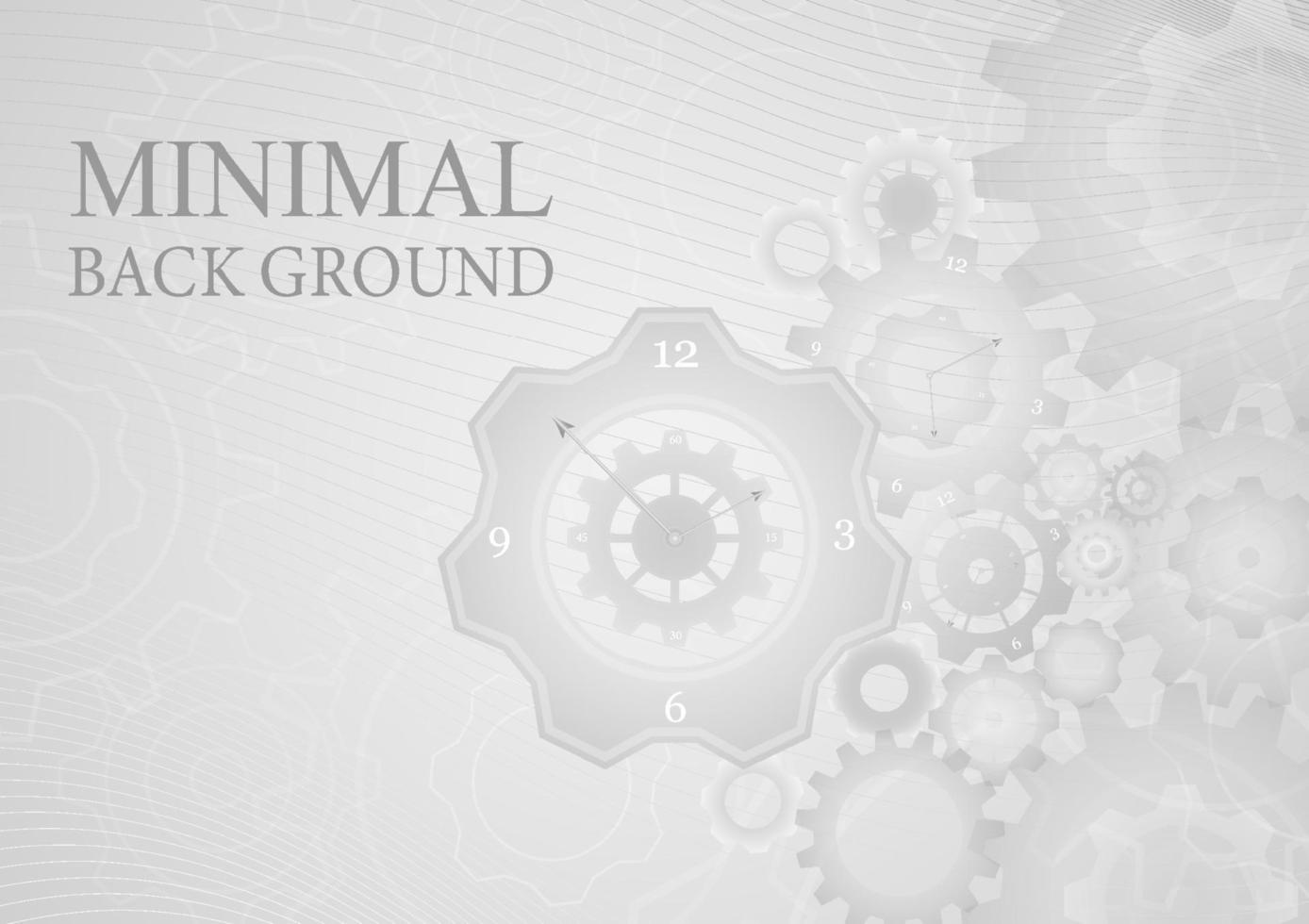 Abstract background A cogwheel with a clock in the middle of various sizes arranged at right angles. and there is a net under it. on a gray background vector