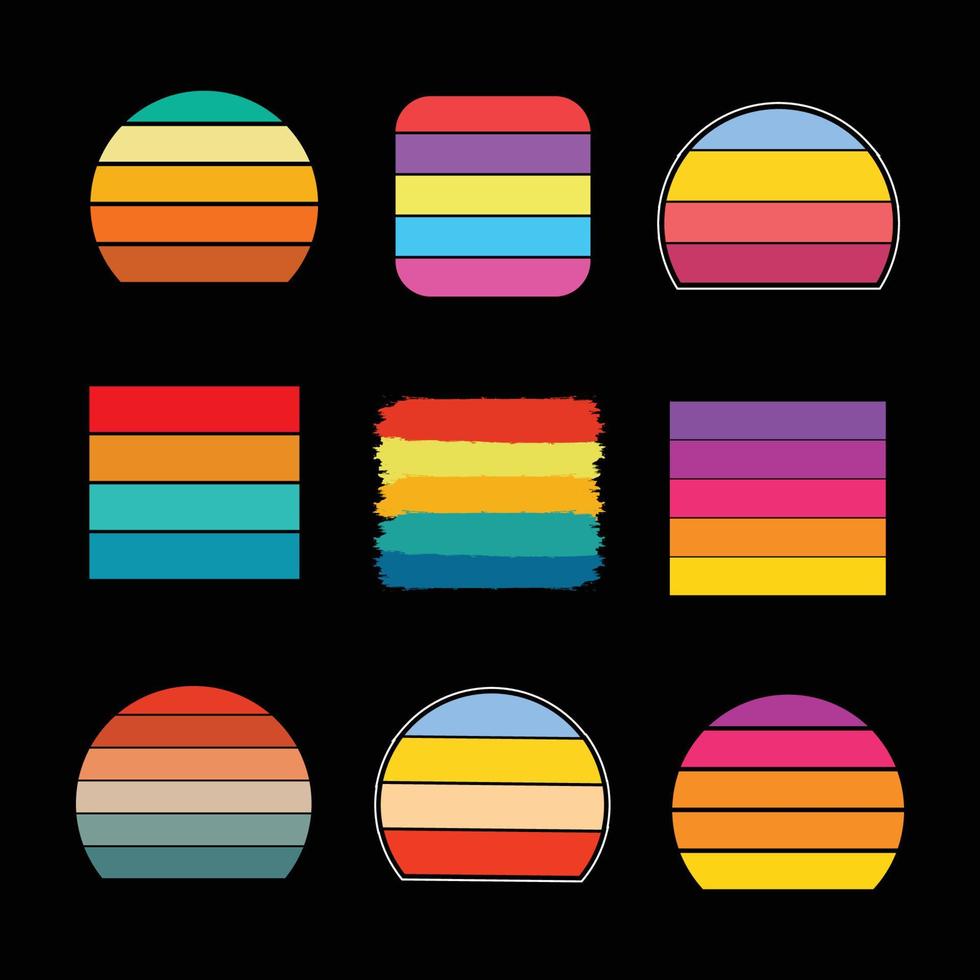 Set of retro vintage sunset illustrations vector background