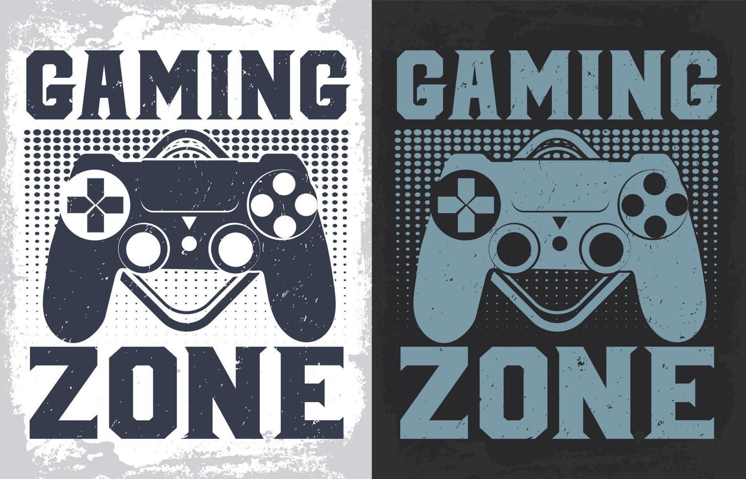 gaming zone typography t shirt with gaming controller illustration vector