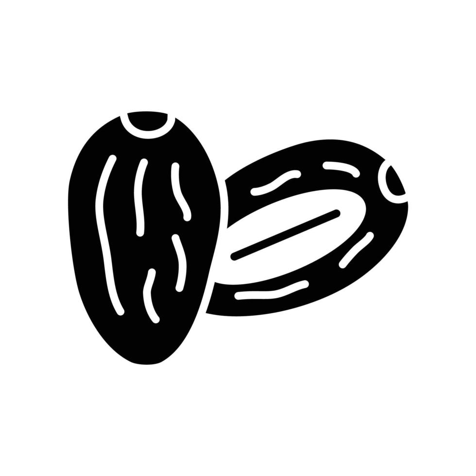 Icon of a date fruit with a split showing the seeds as a food from Arabia and the Middle East vector