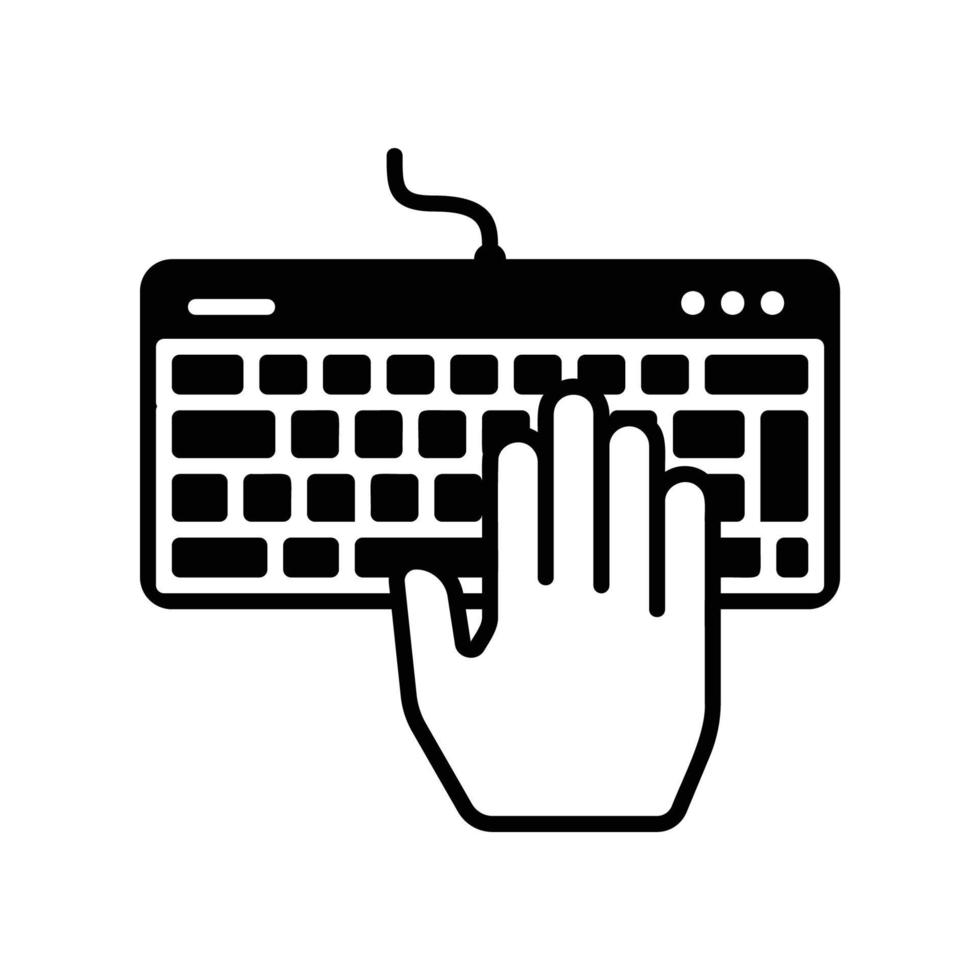 Hand typing icon over computer keyboard vector