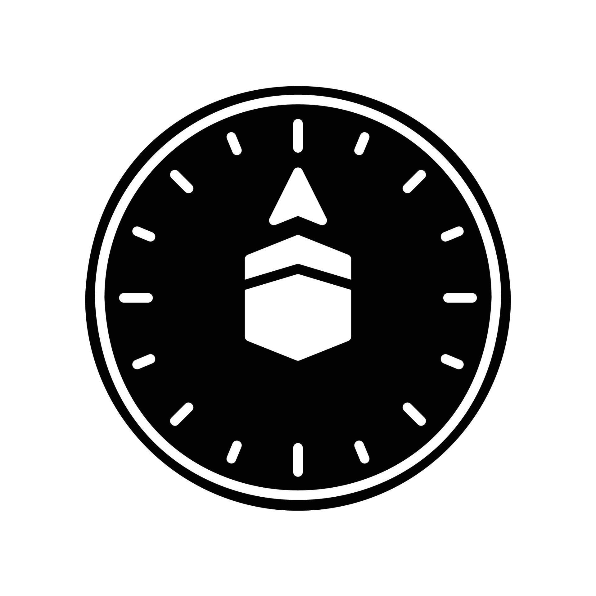 Compass icon with the Kaaba in the center to show the direction of