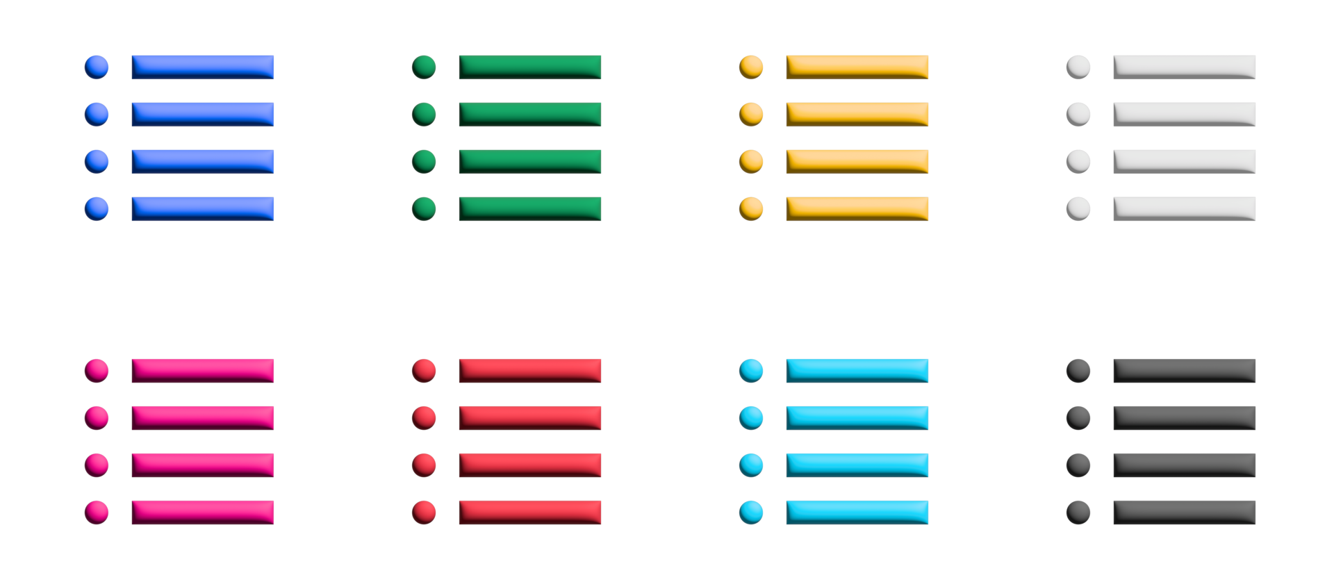 Listensymbolsatz, grafische Elemente der farbigen Symbole png