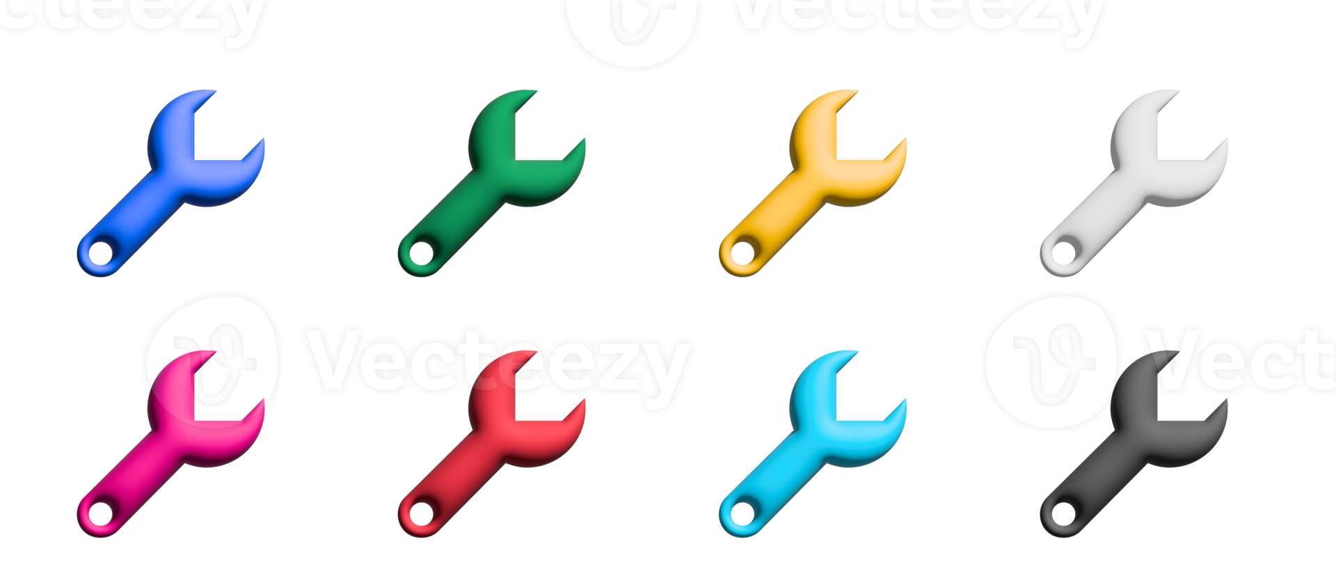 wrench icon set, colored symbols graphic elements png