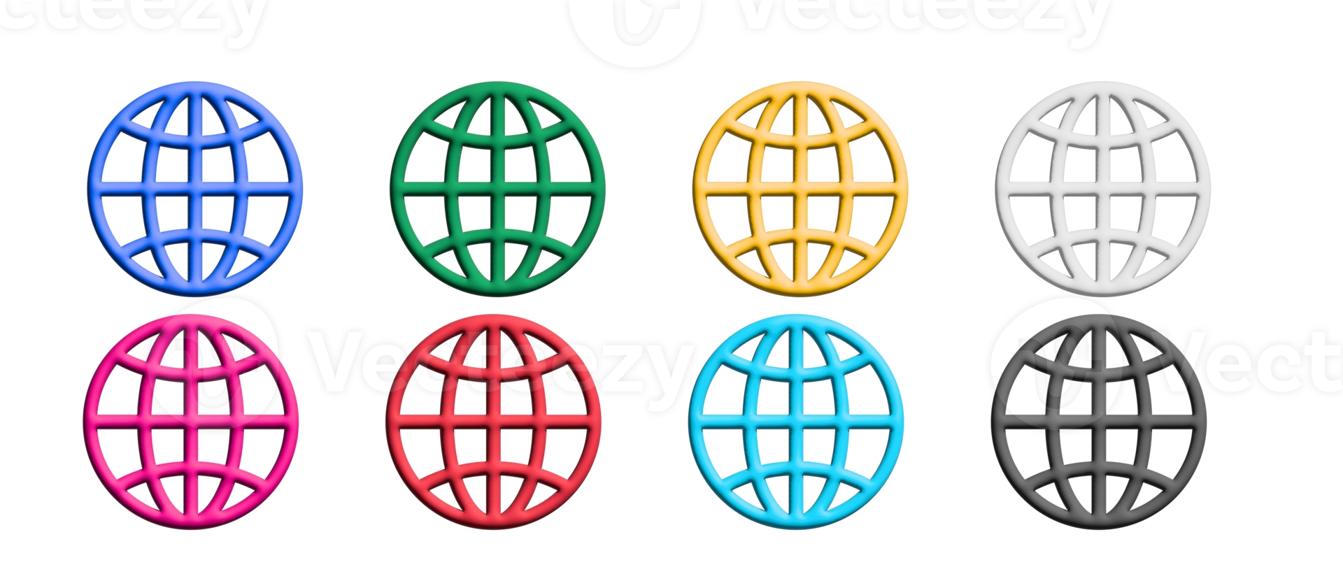 wereldbol icoon set, kleurrijk symbolen grafisch elementen png
