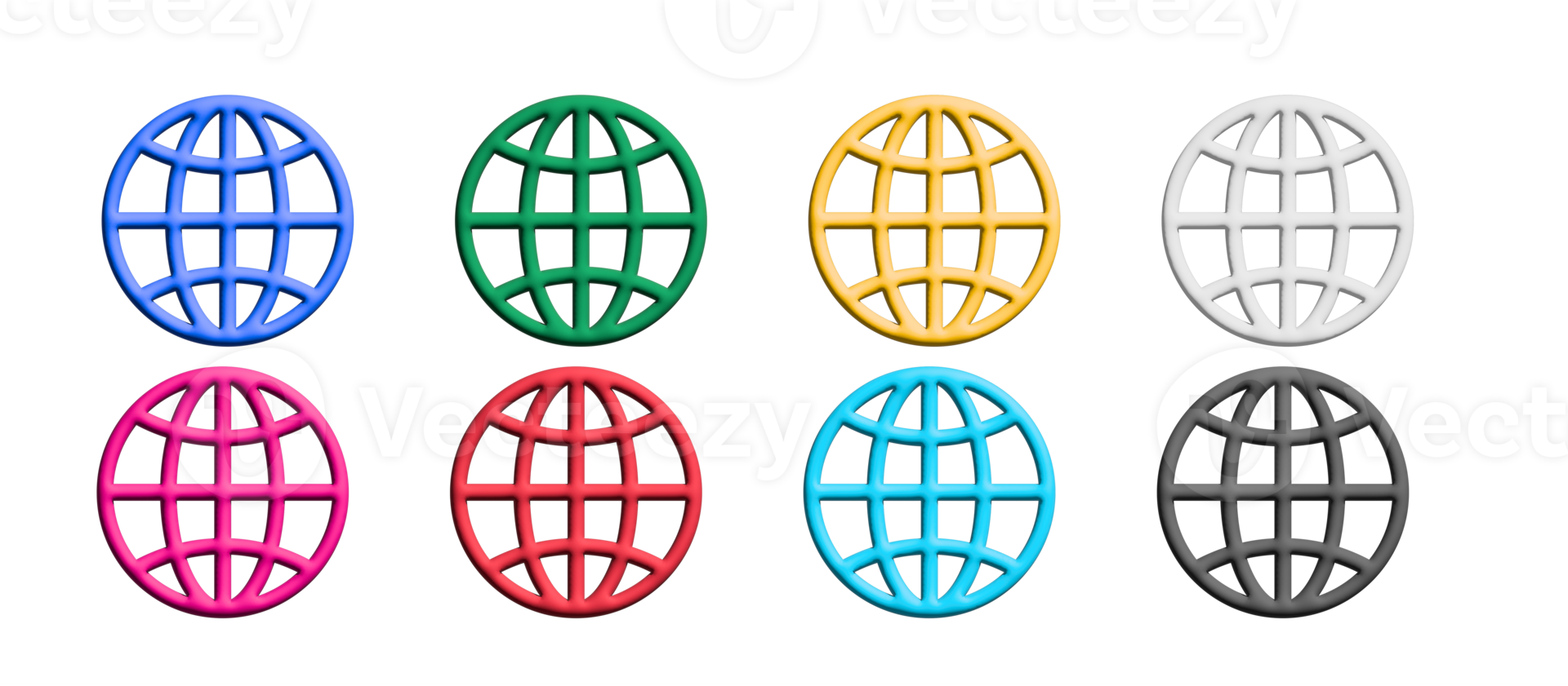 globe icon set, colorful symbols graphic elements png