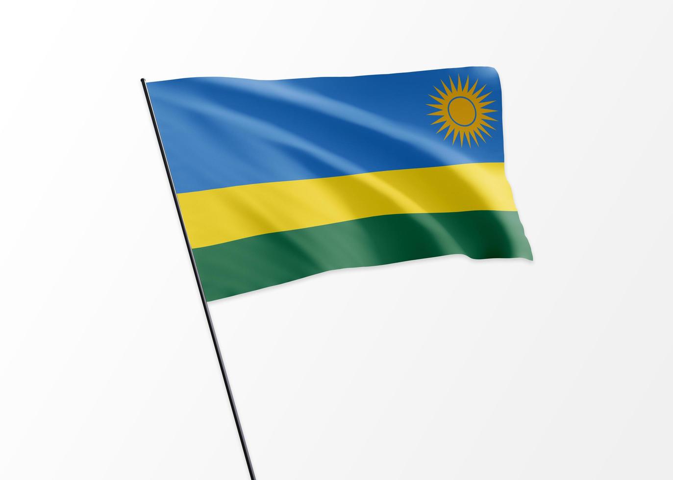 Rwanda flag flying high in the isolated background Rwanda independence day photo